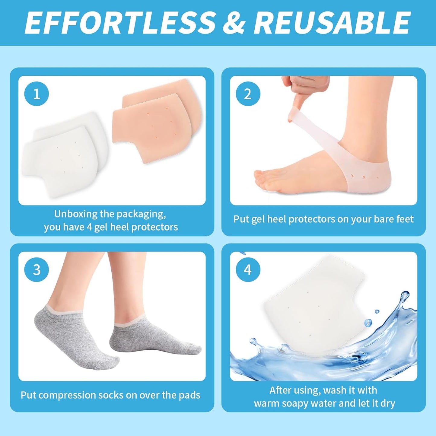 Silicone Heel Protectors Gel Pain Relief Cups