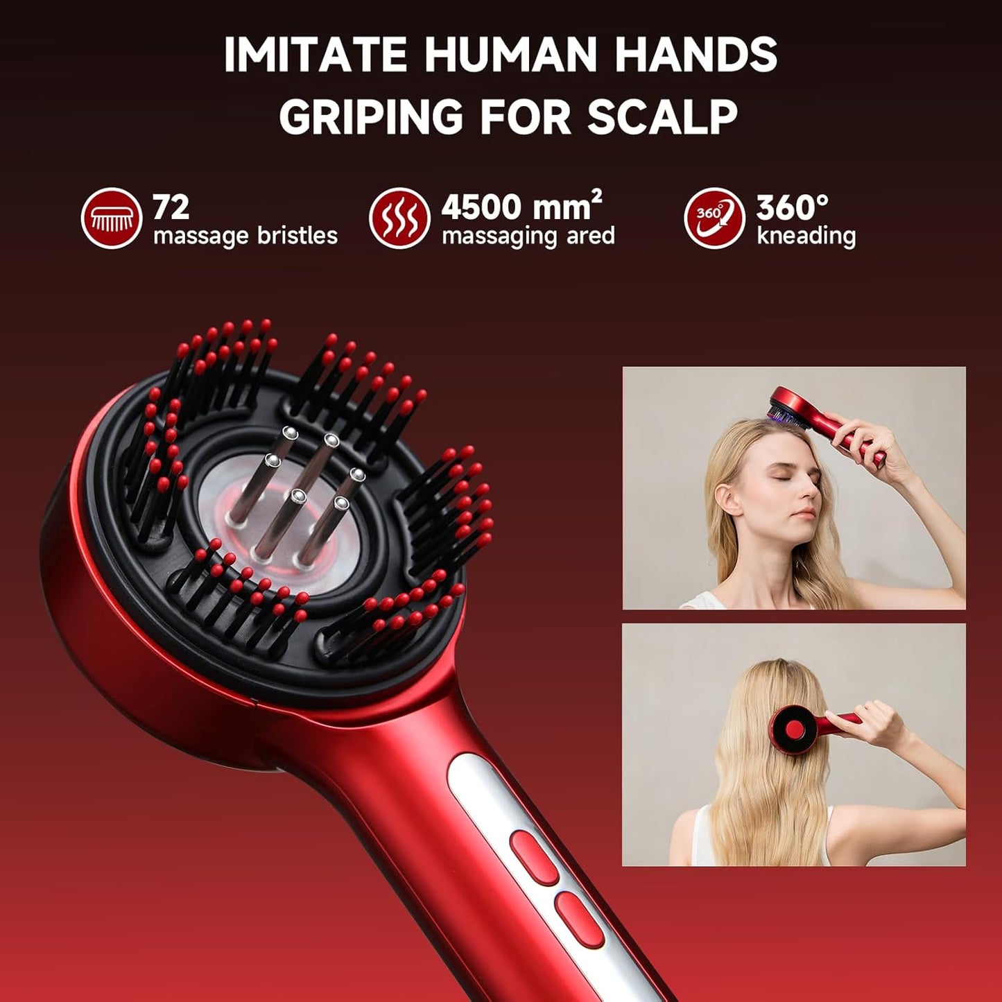 3-in-1 Electric Scalp Massage Comb IPX7 Waterproof