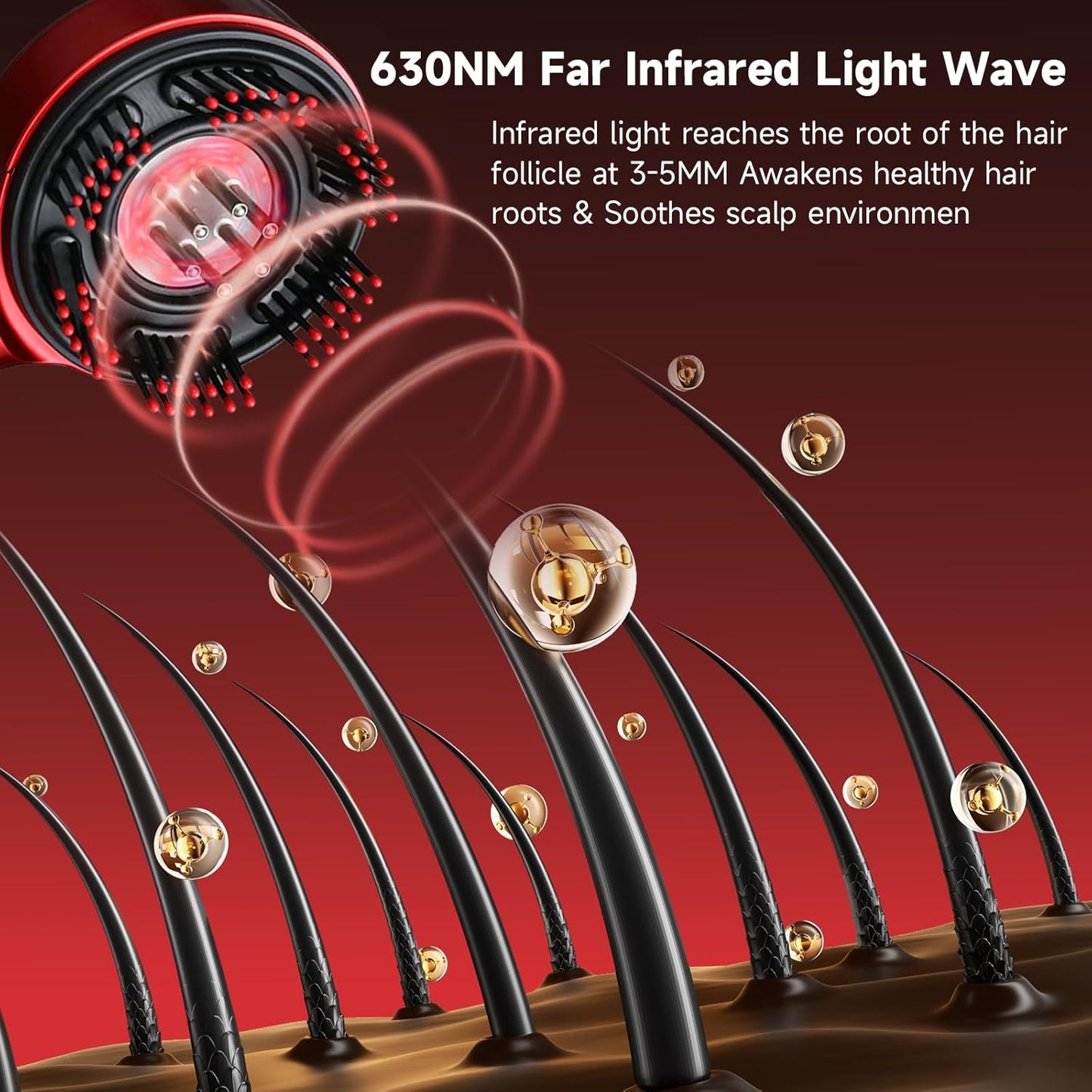 3-in-1 Electric Scalp Massage Comb IPX7 Waterproof