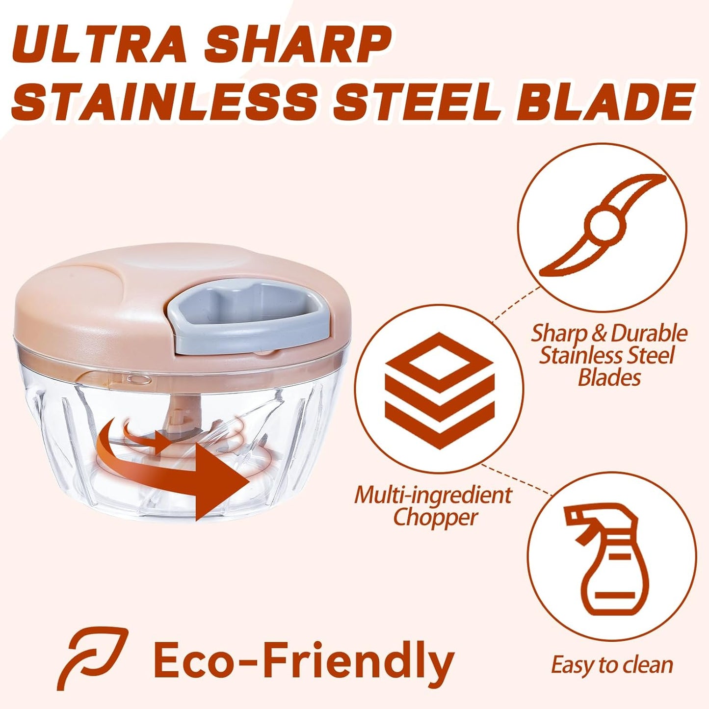 Manual Food Processor Vegetable Chopper Portable